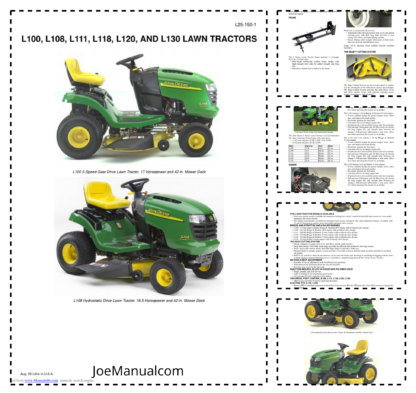 John Deere L100 L108 L111 L118 L120 L130 Lawn Tractors Operators Manual