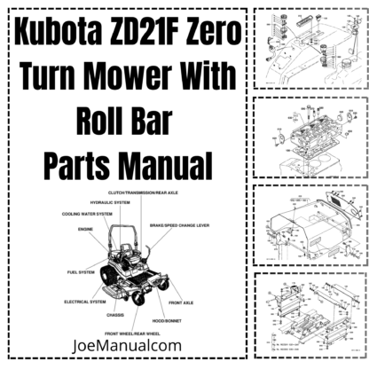 Kubota ZD21F Zero Turn Mower With Roll Bar Parts Catalog