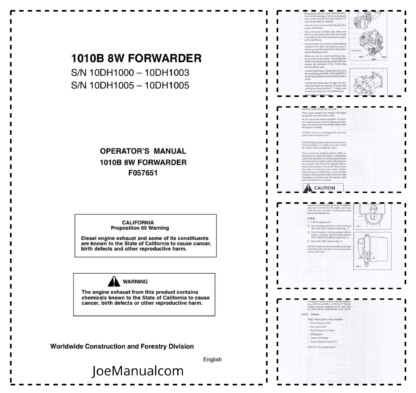 Timberjack 1010B 8W Forwarder Operator Manual