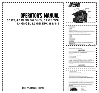 Volvo Penta 3.0 GS 4.3GL 5.0GL 5.7GS DPX Operators Manual