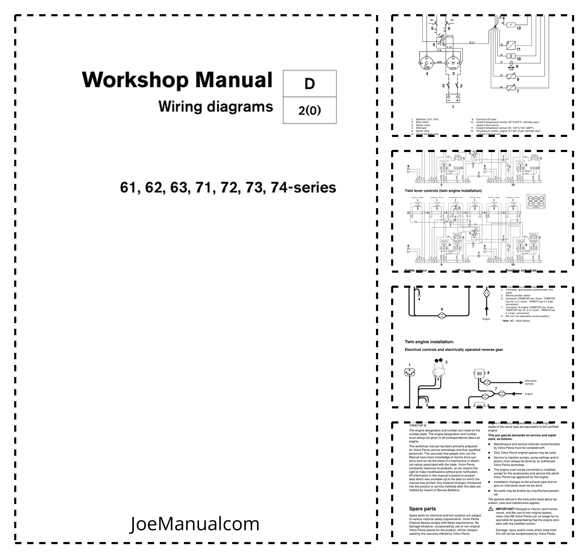Volvo Penta 61, 62, 63, 71, 72, 73, 74-Series Wiring Diagrams Workshop Manual