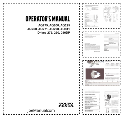 Volvo Penta AQ175- AQ311, Drives 275, 290, 290DP Operators Manual