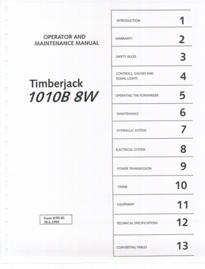 Timberjack 1010B 8W Forwarder Operator Manual - Image 4