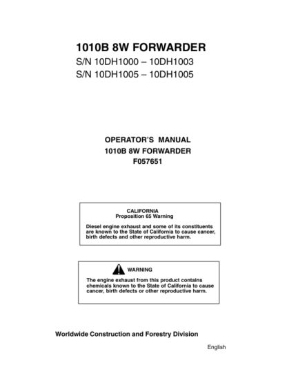 Timberjack 1010B 8W Forwarder Operator Manual - Image 2