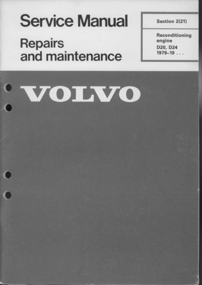 Volvo D 20 D24 Service Manual 1983 - Image 2