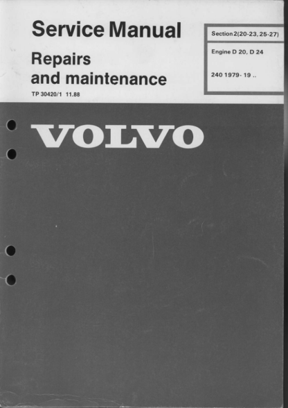 Volvo D 20 D24 Service Manual 1988 - Image 2