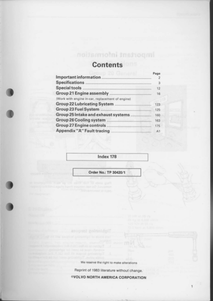 Volvo D 20 D24 Service Manual 1988 - Image 3
