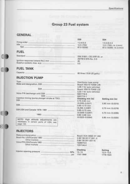 Volvo Engine 240 D20 D24 Service and maintenance Manual - Image 7