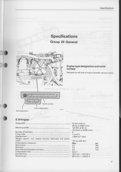 Volvo Engine 240 D20 D24 Service and maintenance Manual - Image 5