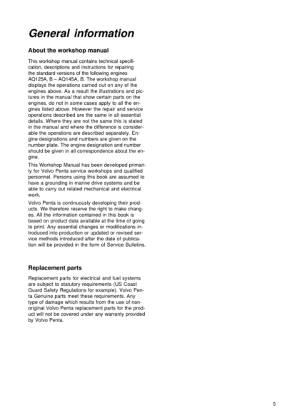 Volvo Engine AQ125 AQ145 Workshop Manual - Image 7
