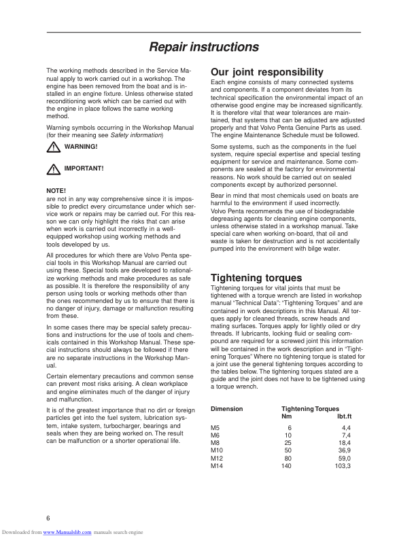 Volvo Penta 230 250 251 DOHC AQ131 AQ151 AQ171 Engine Workshop Manual - Image 7