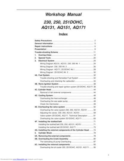 Volvo Penta 230 250 251 DOHC AQ131 AQ151 AQ171 Engine Workshop Manual - Image 3
