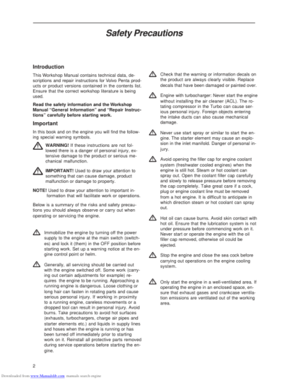 Volvo Penta 230 250 251 DOHC AQ131 AQ151 AQ171 Engine Workshop Manual - Image 4