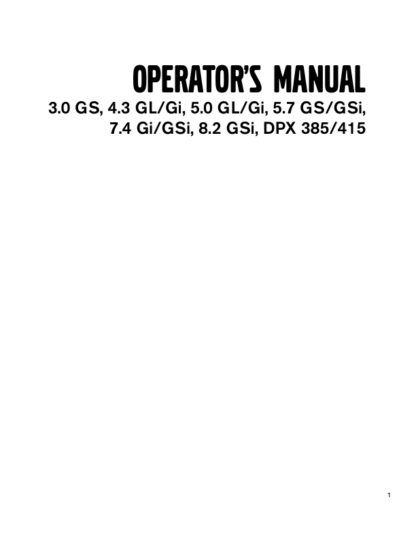 Volvo Penta 3.0 GS 4.3GL 5.0GL 5.7GS DPX Operators Manual - Image 2