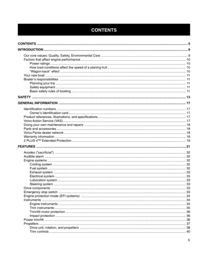 Volvo Penta 3.0 GS 4.3GL 5.0GL 5.7GS DPX Operators Manual - Image 4