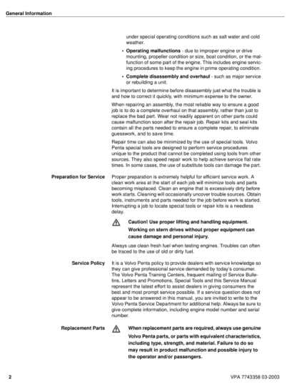 Volvo Penta 3.0GD 3.0GL Engine Workshop Manual - Image 7