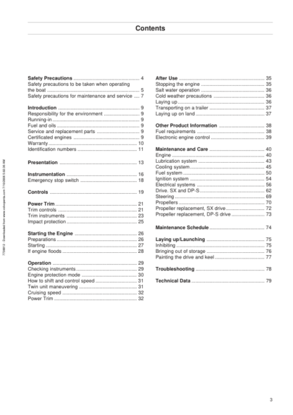 Volvo Penta 3.0GS SX- 5.7GSi DP-S Marine Engine Owners Manual - Image 3