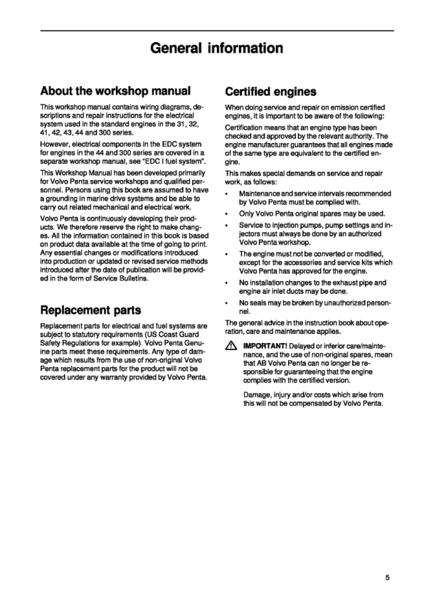 Volvo Penta 31, 32, 41, 42, 43, 300 Series Electrical System Workshop Manual - Image 6