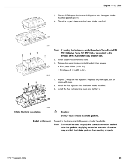 Volvo Penta 4.3GL GXi OSi-A B C D E Engine Workshop Manual - Image 12