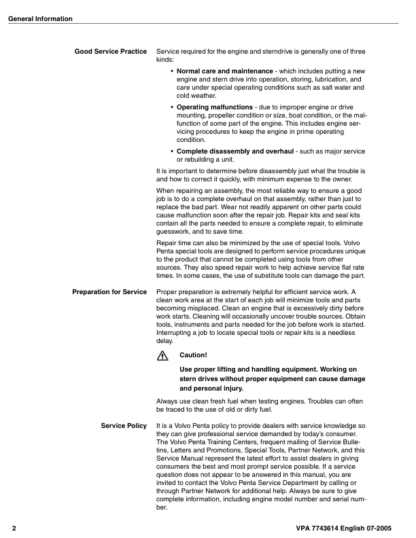 Volvo Penta 4.3GXi- 8.1GXil EFI Repair Workshop Manual - Image 5