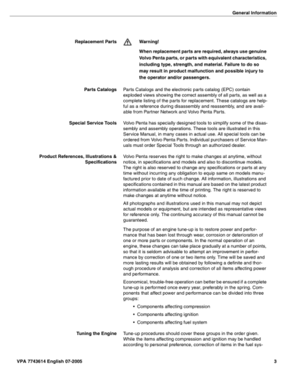 Volvo Penta 4.3GXi- 8.1GXil EFI Repair Workshop Manual - Image 6