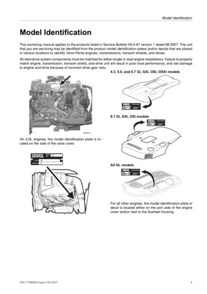 Volvo Penta 5.0GL, 5.7Gi, 5.05.7 GXi, 5.05.7 OSi, 5.7 OSXi Engine Workshop Manual - Image 4