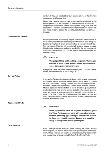 Volvo Penta 5.0GL, 5.7Gi, 5.05.7 GXi, 5.05.7 OSi, 5.7 OSXi Engine Workshop Manual - Image 7