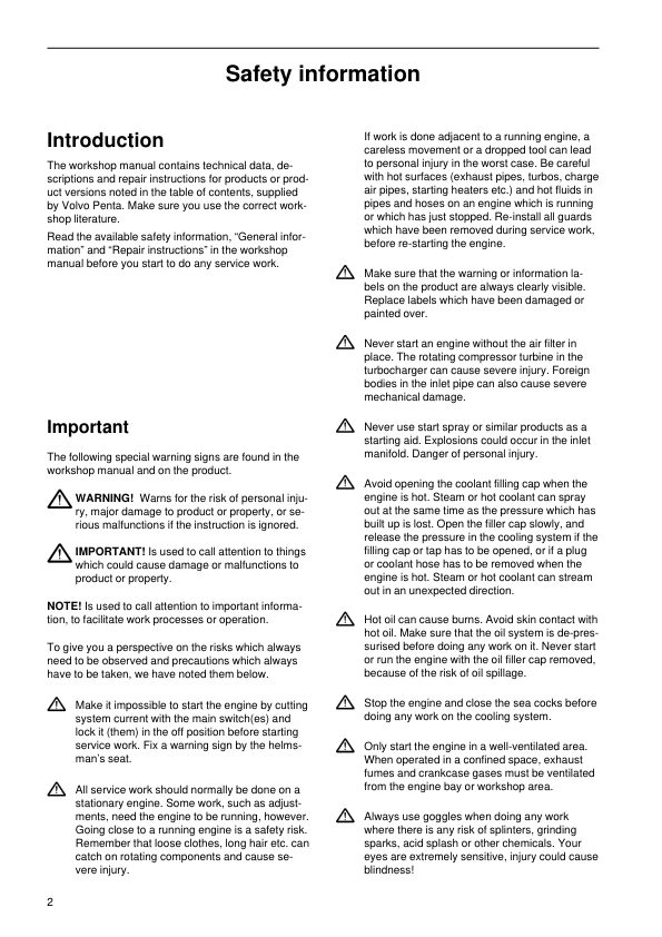 Volvo Penta 61, 62, 63, 71, 72, 73, 74-Series Wiring Diagrams Workshop Manual - Image 4
