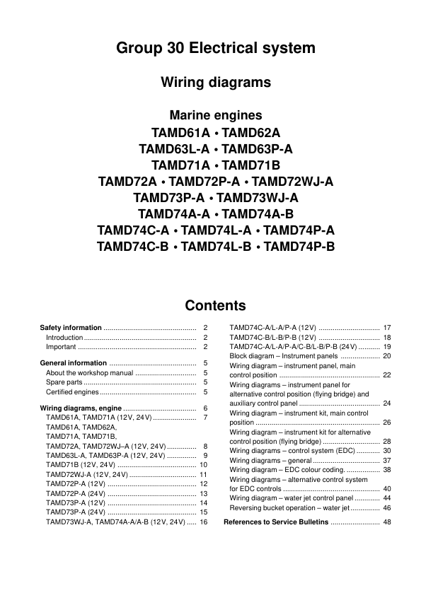 Volvo Penta 61, 62, 63, 71, 72, 73, 74-Series Wiring Diagrams Workshop Manual - Image 3