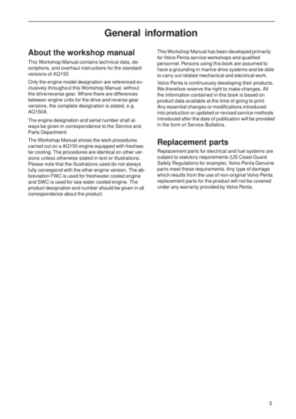Volvo Penta AQ150A B Engine Unit Woskshop Manual - Image 7