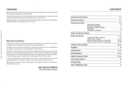 Volvo Penta AQ175- AQ311, Drives 275, 290, 290DP Operators Manual - Image 3