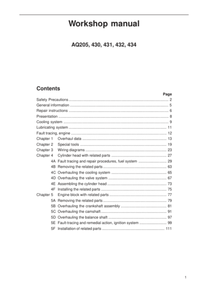 Volvo Penta AQ205, 430, 431, 432, 434 Workshop Manual - Image 3