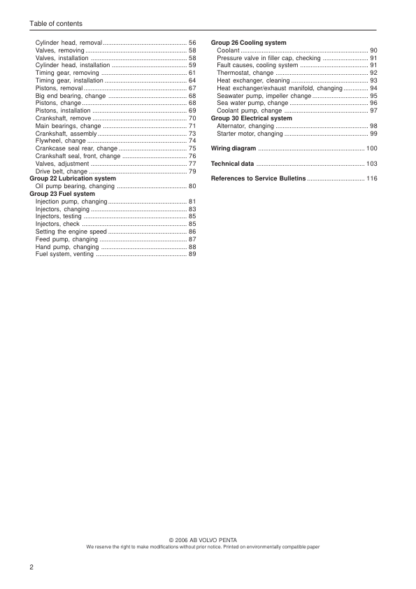 Volvo Penta D1-13, D1-20, D1-30, D2-40 Group 21-26, 30 Workshop Manual - Image 4