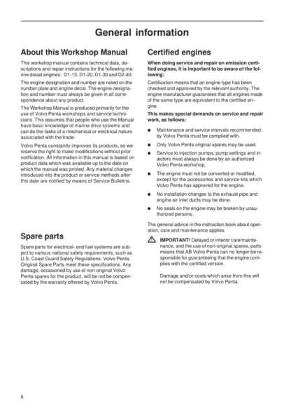 Volvo Penta D1-13, D1-20, D1-30, D2-40 Group 21-26, 30 Workshop Manual - Image 8