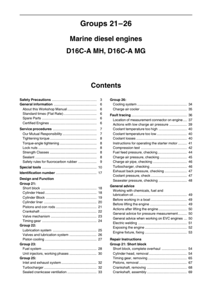 Volvo Penta D16C-A MH, D16C-A MG Groups 21-26 Workshop Manual - Image 3