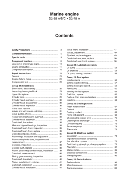 Volvo Penta D2-55 75 Group 20-23,36,30 Workshop Manual - Image 3