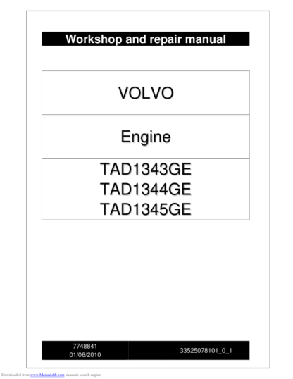 Volvo Penta Engine TAD1343GE TAD1344GE TAD1345GE Workshop Manual - Image 2