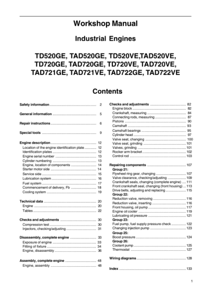 Volvo Penta Group 21-26 TdTad 520, 720, 721, 722ve Workshop Manual - Image 3