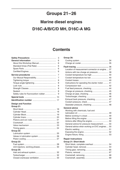 Volvo Penta Groups 21-26 D16 Workshop Manual - Image 3