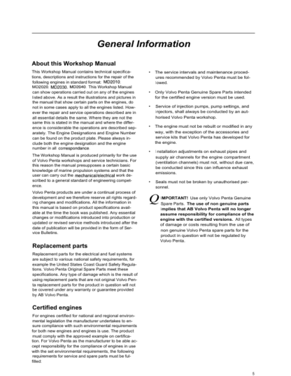 Volvo Penta MD2010 MD2020 MD 2030 MD2040 Workshop Manual - Image 6