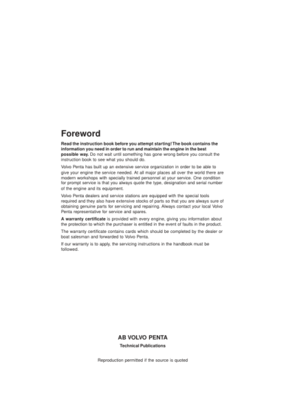 Volvo Penta Oil TAMD60AB, TAMD70CD, AQD70CD Instruction Manual - Image 3