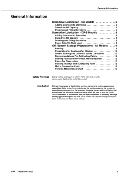 Volvo Penta SX-M  DP-SMSMTDSMTD1 Sterndrive Transom Shield Workshop Manual - Image 4