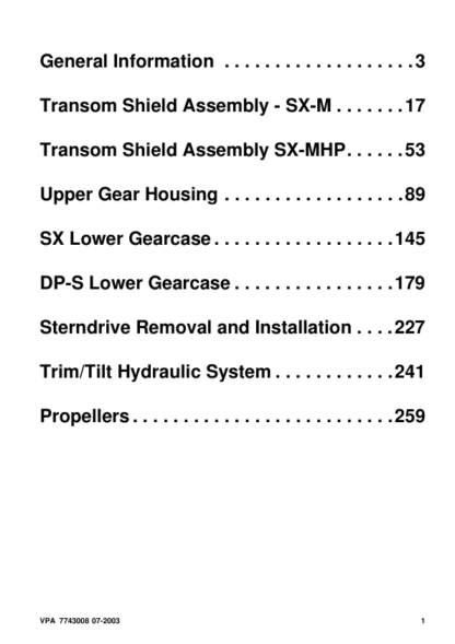 Volvo Penta SX-M  DP-SMSMTDSMTD1 Sterndrive Transom Shield Workshop Manual - Image 3