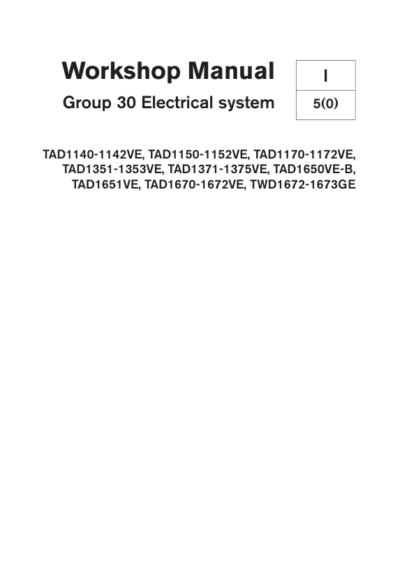 Volvo Penta TAD1140-1142VE, TWD1672-1673GE Group 30 Electrical System Workshop Manual - Image 2