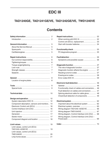 Volvo Penta TAD1240GE, TAD1241GEVE, TAD1242GEVE, TWD1240VE (Group23) EDC Workshop Manual - Image 3