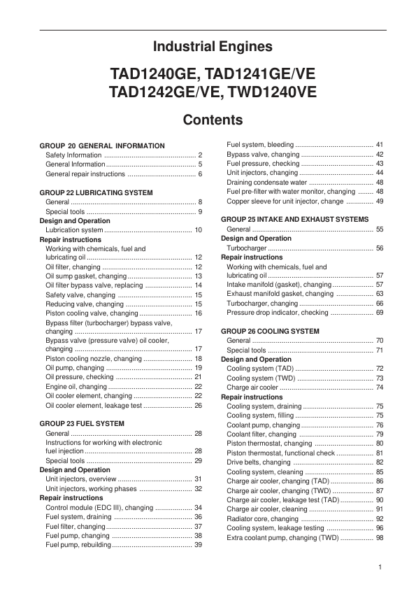 Volvo Penta TAD1240GE, TAD1241GEVE, TAD1242GEVE, TWD1240VE Group 22-26 Workshop Manual - Image 3