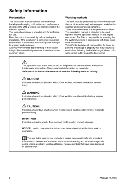 Volvo Penta TAD1341GE- TAD1353GE, TAD1340VE- TAD1345VE EMS 2 Industrial Engines Installation Manual - Image 4
