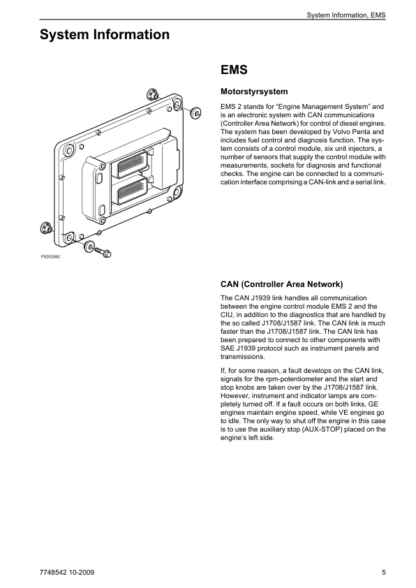 Volvo Penta TAD1341GE- TAD1353GE, TAD1340VE- TAD1345VE EMS 2 Industrial Engines Installation Manual - Image 7