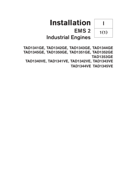 Volvo Penta TAD1341GE- TAD1353GE, TAD1340VE- TAD1345VE EMS 2 Industrial Engines Installation Manual - Image 2