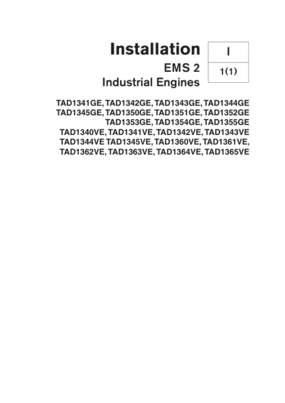 Volvo Penta TAD1341GE- TAD1355GE, TAD1340VE- TAD1365VE EMS 2 Industrial Engines Installation Manual - Image 2